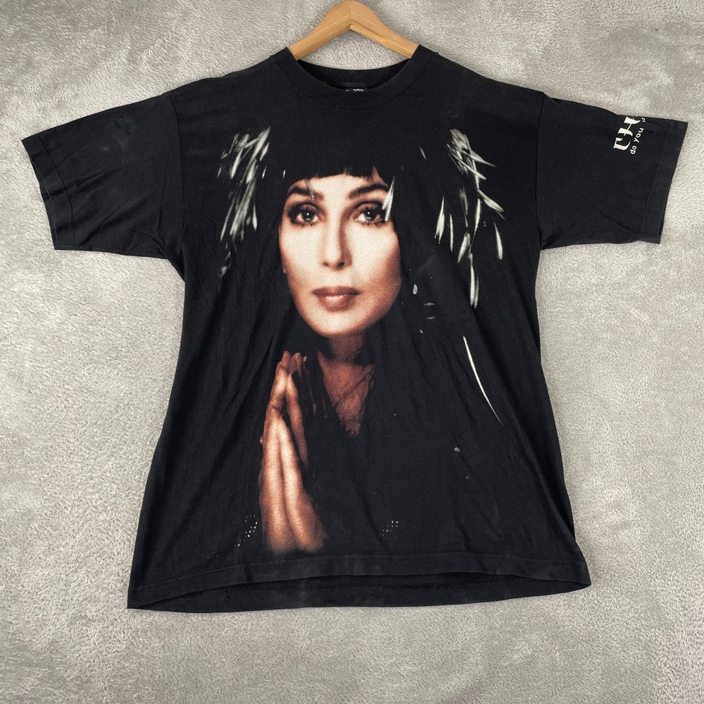 Cher Shirt Mens Large Black Believe Tour Giant Vintage 1999 Pop Music Concert